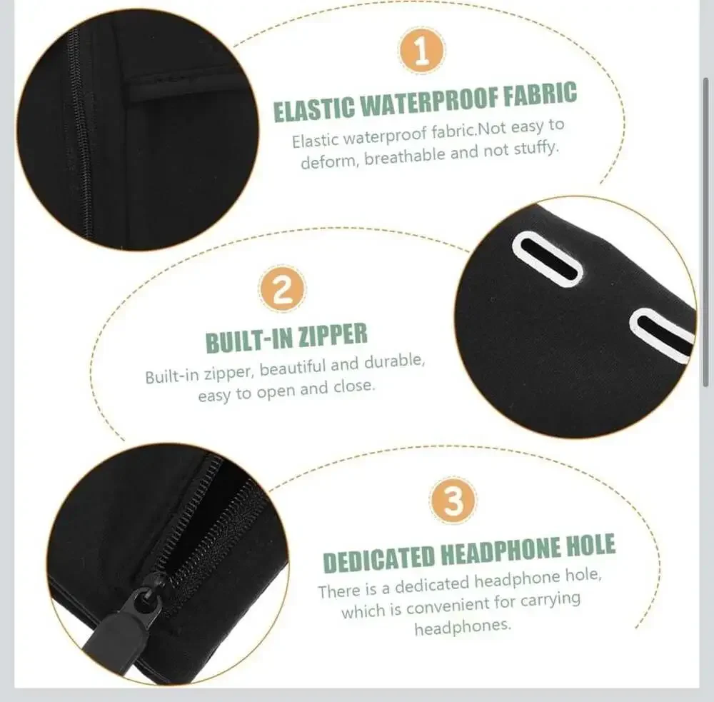 Sports Phone Armband Running Arm Bag with Zipper and Headphone Hole Size M